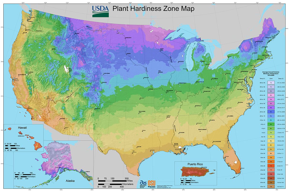 USDA Plant Hardiness Zone Map 
